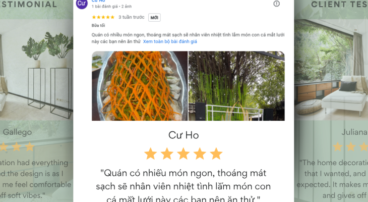 Review nhà hàng hương quê Cư Ho của khách hàng Cư Ho 