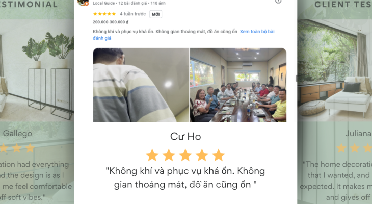 Review nhà hàng hương quê Cư Ho của khách hàng Anh Gà Rừng