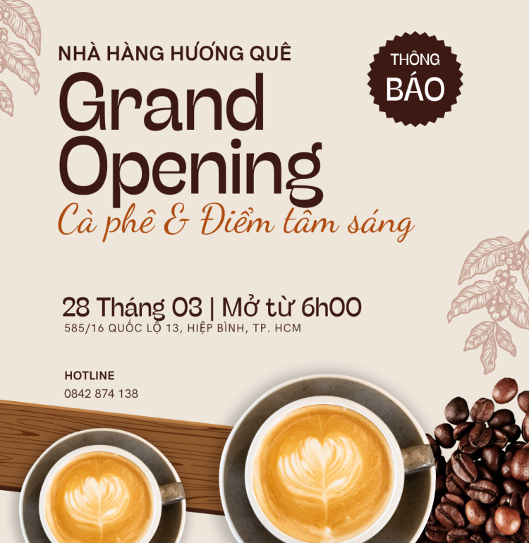 HƯƠNG QUÊ MỞ BÁN ĐIỂM TÂM SÁNG & CÀ PHÊ, NƯỚC ÉP, SINH TỐ BUỔI SÁNG