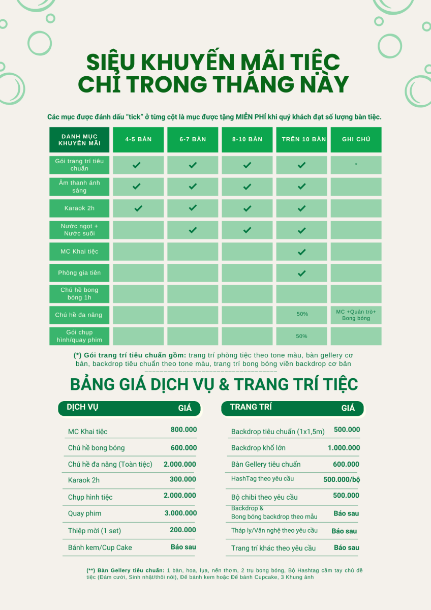 Khuyến mãi đặt tiệc tất niên tại nhà hàng Hương Quê