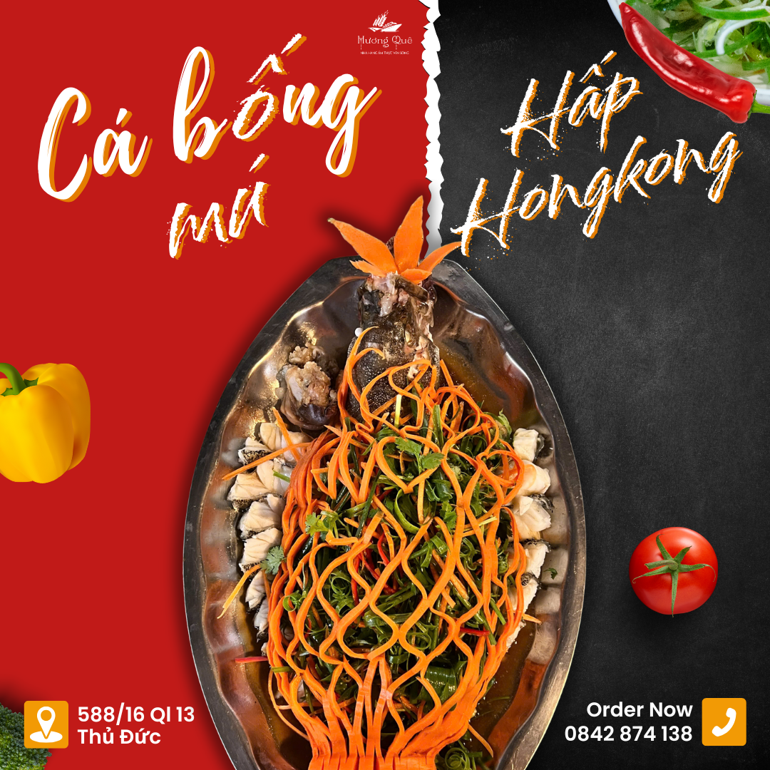 Cá bống mú hấp Hongkong tại nhà hàng Hương Quê